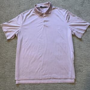 RLX Ralph Lauren Polo Shirt Men’s XXL Pink Blue Stripe Short Sleeve Golf Active